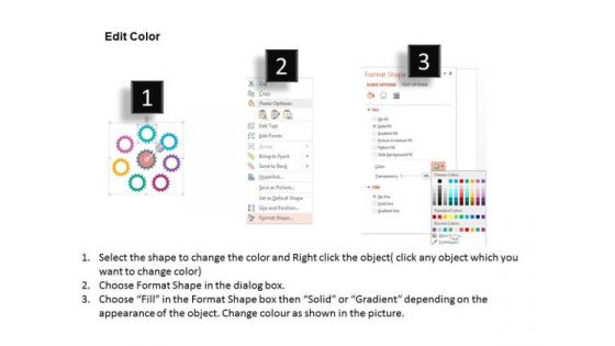 Gears With Icons Around Target Board PowerPoint Templates