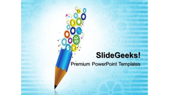Gears With Pencil Industrial PowerPoint Templates And PowerPoint Themes 0312 Gears With Pencil Industrial PowerPoint Templates And PowerPoint Themes 0312