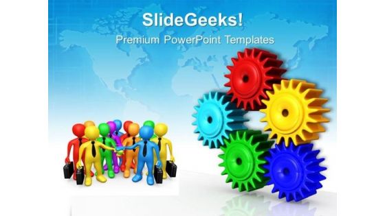 Gears With Team Business PowerPoint Templates And PowerPoint Themes 0312