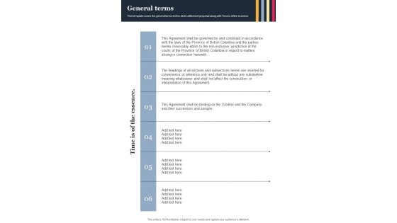 General Terms Informal Debt Arrangement One Pager Sample Example Document
