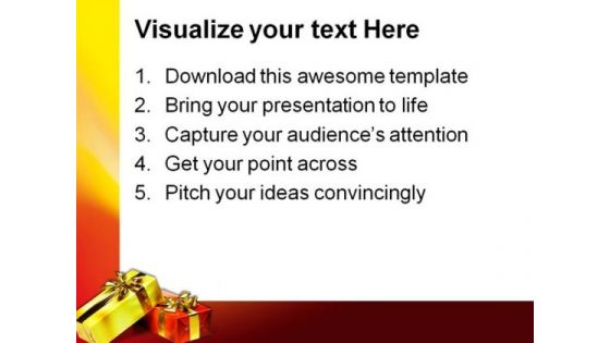 Gift Box With Golden Ribbon Events PowerPoint Themes And PowerPoint Slides 0411