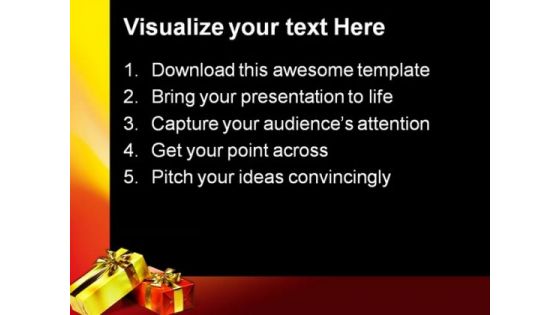 Gift Box With Golden Ribbon Events PowerPoint Themes And PowerPoint Slides 0411