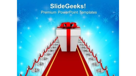 Gift On Red Carpet PowerPoint Templates Ppt Backgrounds For Slides 0713