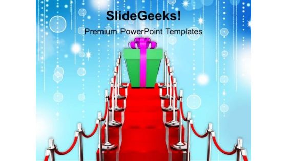 Gift On Red Carpet Winner PowerPoint Templates Ppt Backgrounds For Slides 1212