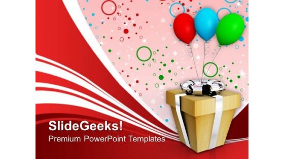 Gift With Balloons Celebrations Events PowerPoint Templates And PowerPoint Themes 1112