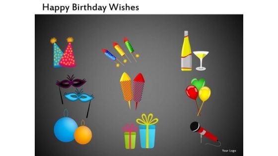 Gifts Fireworks Champagne PowerPoint Clipart Graphics Slides