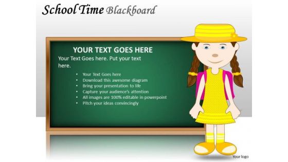 Girl School Time Blackboard PowerPoint Slides And Ppt Diagram Templates