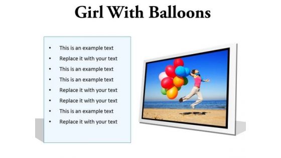 Girl With Balloons Holidays PowerPoint PowerPoint Presentation Slides F