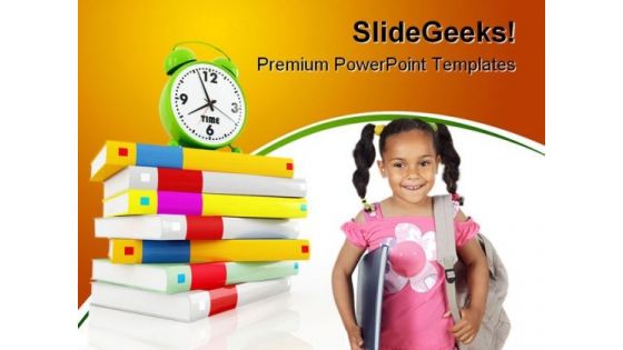 Girl With Books Education PowerPoint Template 0910