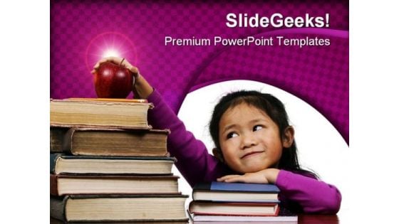 Girl With Old Books Education PowerPoint Backgrounds And Templates 1210