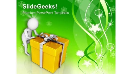 Give And Receive Presents At Christmas PowerPoint Templates Ppt Backgrounds For Slides 0713