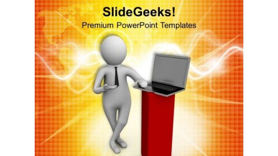 Give Presentation With Laptop PowerPoint Templates Ppt Backgrounds For Slides 0713