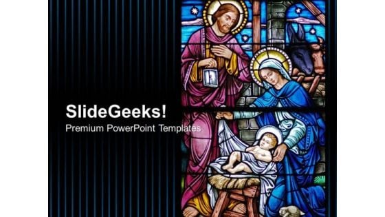 Glass Window Of Nativity Christian PowerPoint Templates And PowerPoint Themes 0812