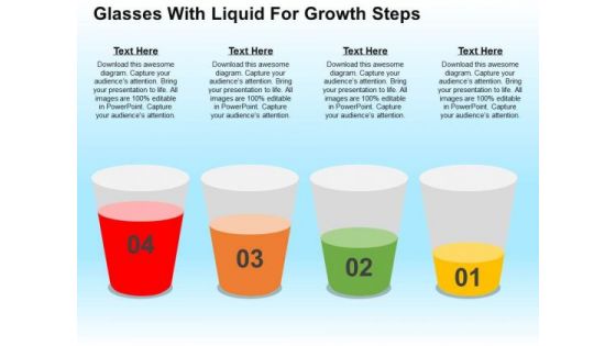 Glasses With Liquid For Growth Steps PowerPoint Templates