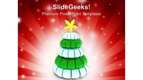 Glittery Christmas Pine Tree PowerPoint Templates Ppt Backgrounds For Slides 1212