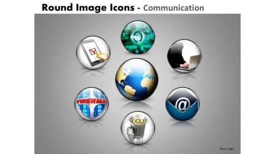 Global Communication Round Icons PowerPoint Slides And Ppt Templates