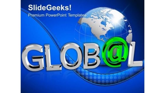 Global With A Shiny Green At Symbol Shapes PowerPoint Templates And PowerPoint Themes 0912