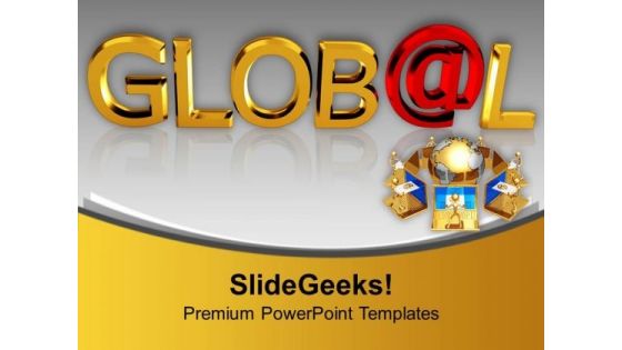 Global With A Shiny Red At Symbol Business PowerPoint Templates Ppt Backgrounds For Slides 1112