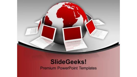 Globe And Laptop Communication PowerPoint Templates And PowerPoint Themes 1012