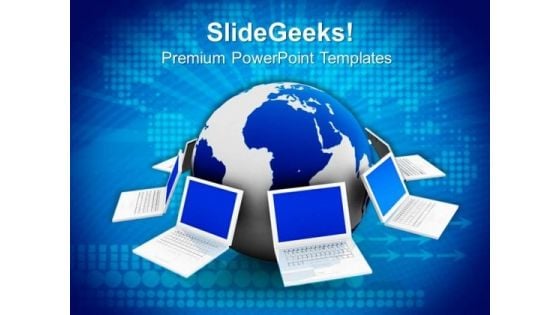 Globe And Laptop Computer PowerPoint Templates And PowerPoint Themes 0812