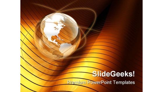 Globe Gold Wave Earth PowerPoint Template 1110