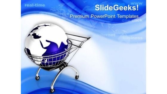 Globe In Shopping Cart PowerPoint Templates Ppt Backgrounds For Slides 0713