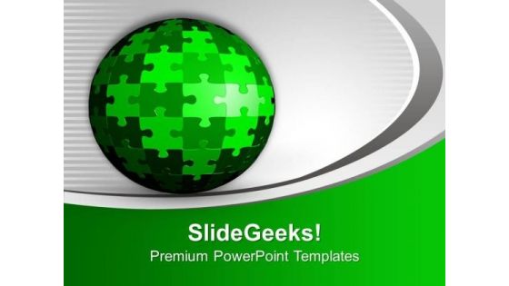Globe Of Puzzle Global Theme PowerPoint Templates Ppt Backgrounds For Slides 0413