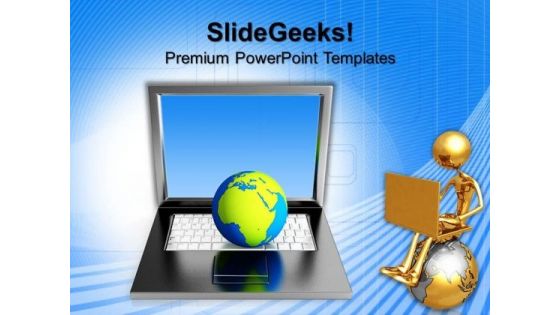 Globe On Laptop Computer PowerPoint Templates And PowerPoint Themes 0812