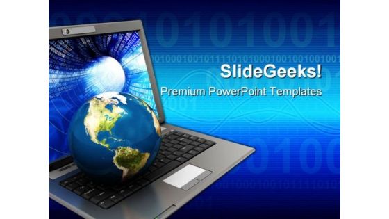 Globe Placing On Laptop Computer PowerPoint Themes And PowerPoint Slides 0511