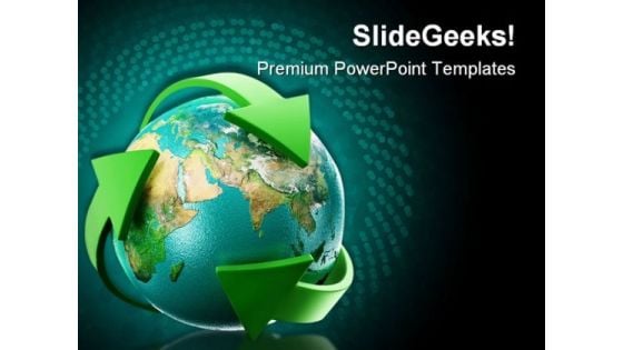 Globe With Green Arrows Earth PowerPoint Themes And PowerPoint Slides 0511 Globe With Green Arrows Earth PowerPoint Themes And PowerPoint Slides 0511