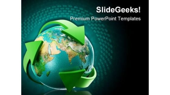 Globe With Green Arrows Earth PowerPoint Themes And PowerPoint Slides 0511