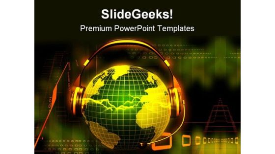 Globe With Head Phone Music PowerPoint Templates And PowerPoint Backgrounds 0611