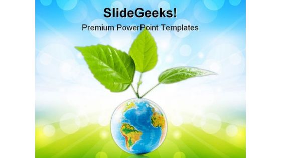 Globe With Leaves Nature PowerPoint Themes And PowerPoint Slides 0511