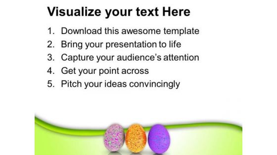 Glossy And Textured Easter Eggs PowerPoint Templates Ppt Backgrounds For Slides 0313