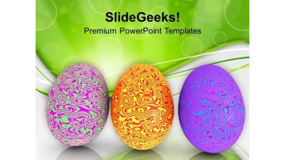 Glossy And Textured Easter Eggs PowerPoint Templates Ppt Backgrounds For Slides 0313