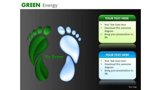 Go Green Footprints PowerPoint Ppt Templates