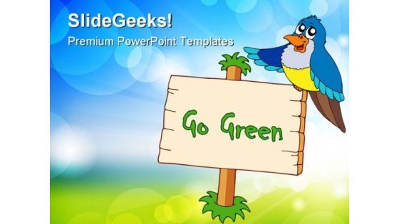 Go Green With Blue Bird Animals PowerPoint Themes And PowerPoint Slides 0811