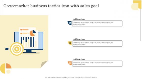 Go To Market Business Tactics Icon With Sales Goal Microsoft Pdf