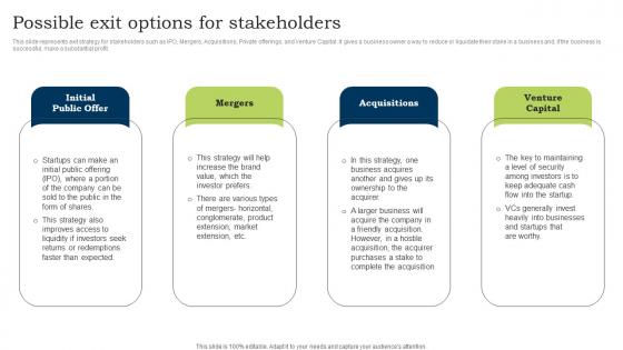 Go To Market Strategy Possible Exit Options For Stakeholders Introduction Pdf