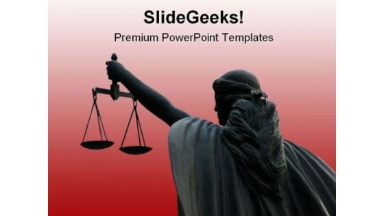 Goddess Of Justice On Maroon Law PowerPoint Template 1110