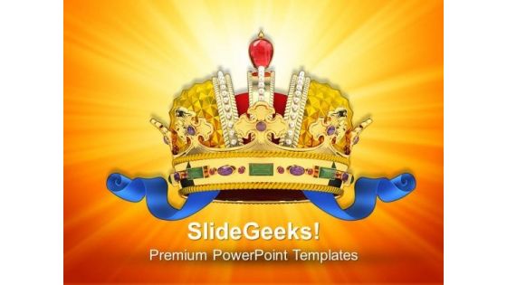 Gold Crown With Jewels Symbol PowerPoint Templates And PowerPoint Themes 0712