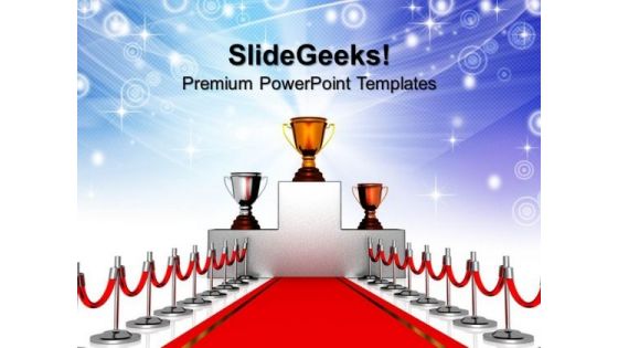 Gold Cup Red Carpet Path Competition PowerPoint Templates And PowerPoint Themes 1012