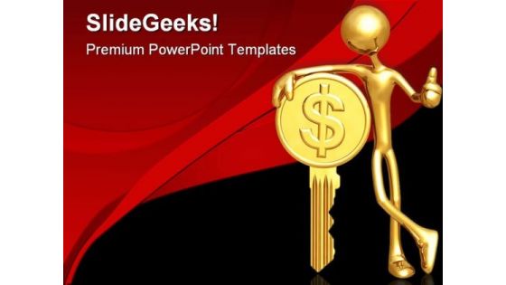 Gold Dollar Coin Key Finance PowerPoint Themes And PowerPoint Slides 0511