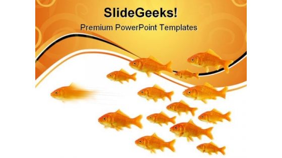Gold Fish Leadership Animals PowerPoint Templates And PowerPoint Backgrounds 0611