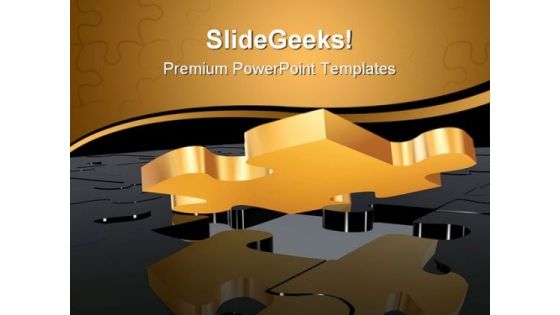 Gold Puzzle Piece Shapes PowerPoint Themes And PowerPoint Slides 0711