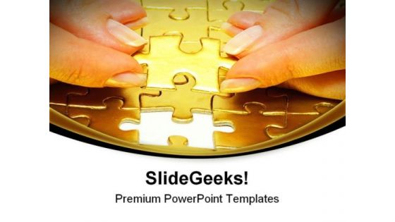 Gold Puzzles Business PowerPoint Templates And PowerPoint Backgrounds 0611