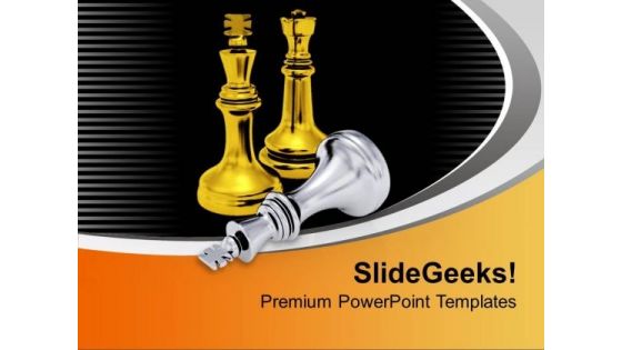 Golden And Silver Chess Pieces Business PowerPoint Templates Ppt Backgrounds For Slides 0113