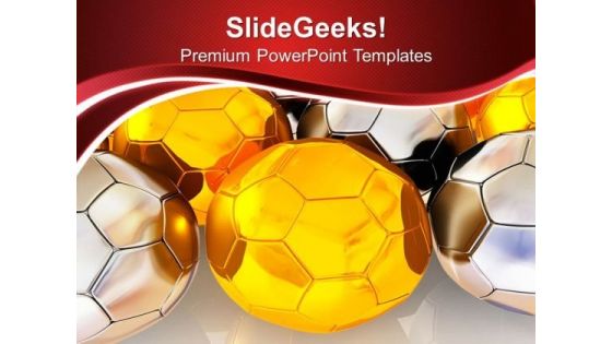 Golden And Silver Footballs Game Theme PowerPoint Templates Ppt Backgrounds For Slides 0413