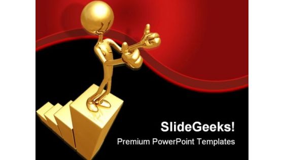 Golden Bar Graph Business PowerPoint Themes And PowerPoint Slides 0411