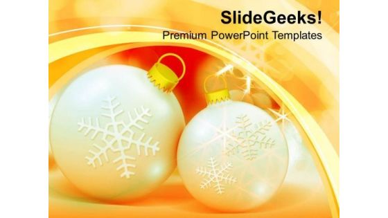 Golden Bauble With Christmas Snowflakes PowerPoint Templates Ppt Backgrounds For Slides 0513